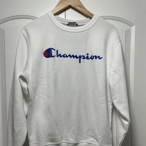 Champion Reverse Weave Sweatshirt White - Long Sleeve Size Medium